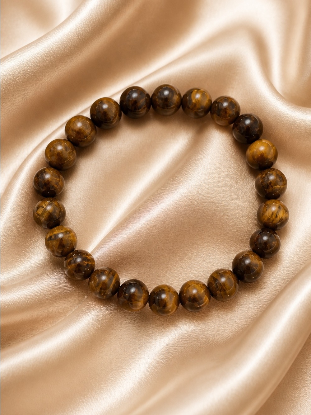 Tiger's Eye Beaded Stretch Bracelet - Brown